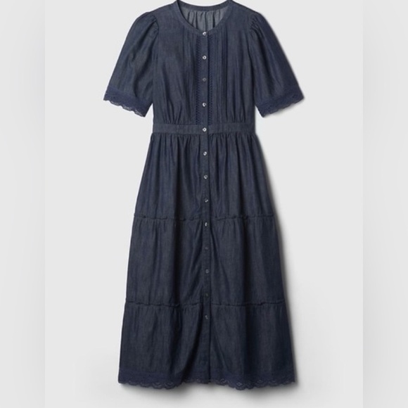 NWT Gap Lace Denim Midi Navy Dress Size Small (#873499) - Picture 6 of 10